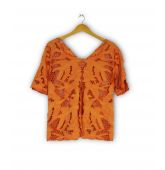 T-shirt ajouré orange-1