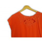 T-shirt orange en soie-3